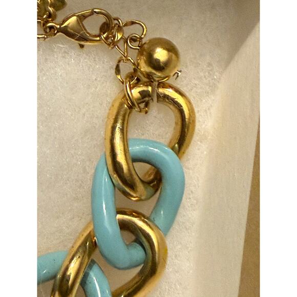 Kate Spade Gold, Turqouise, and Pavé Chunky Chain Bracelet - Picture 3 of 7